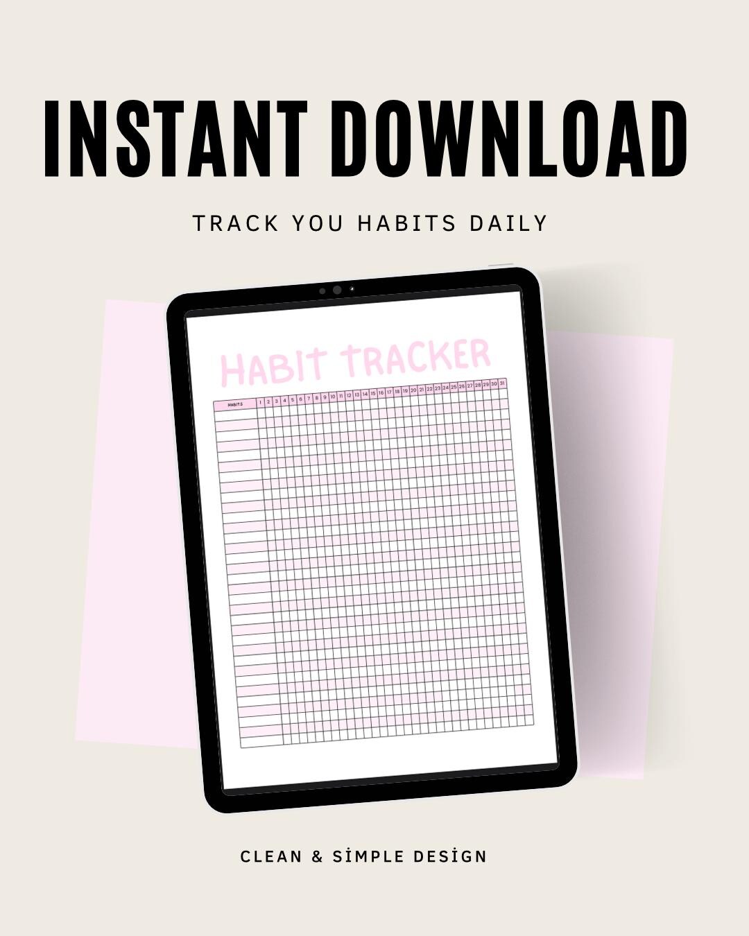 Habit Tracker Printable PDF | Minimalist Daily Habit Tracker | Digital ...