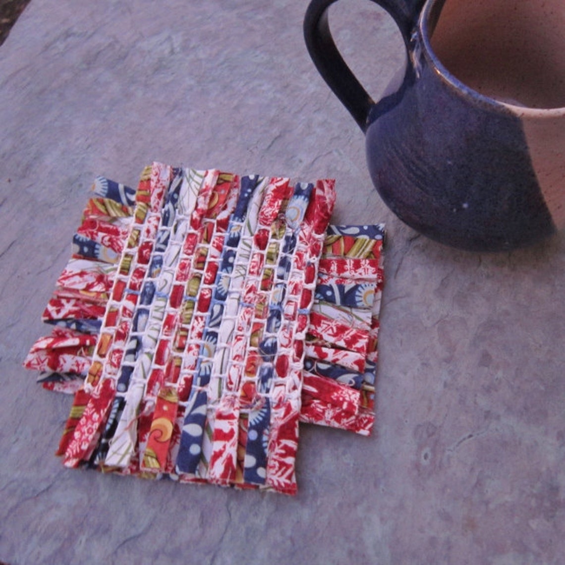 Mug Rugs HandWoven Cotton Fabric Coasters Etsy
