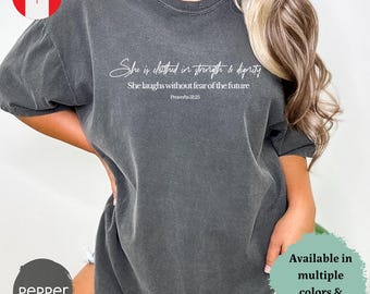 Proverbs 31 TShirt for Women, Christian Shirt with Bible Verse, Comfort Colors Cotton Tee, Christian Merch, Christian Gift for Mom,Jesus tee