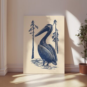 Poster su carta semi-lucida con pellicano bruno della California, arte della California, uccelli della California, arte stampabile, arte murale della California,