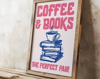 Coffee & Books Minimalist Art Print, Perfect for Coffee Lovers, Bookworms and Readers,Cozy Home Decor