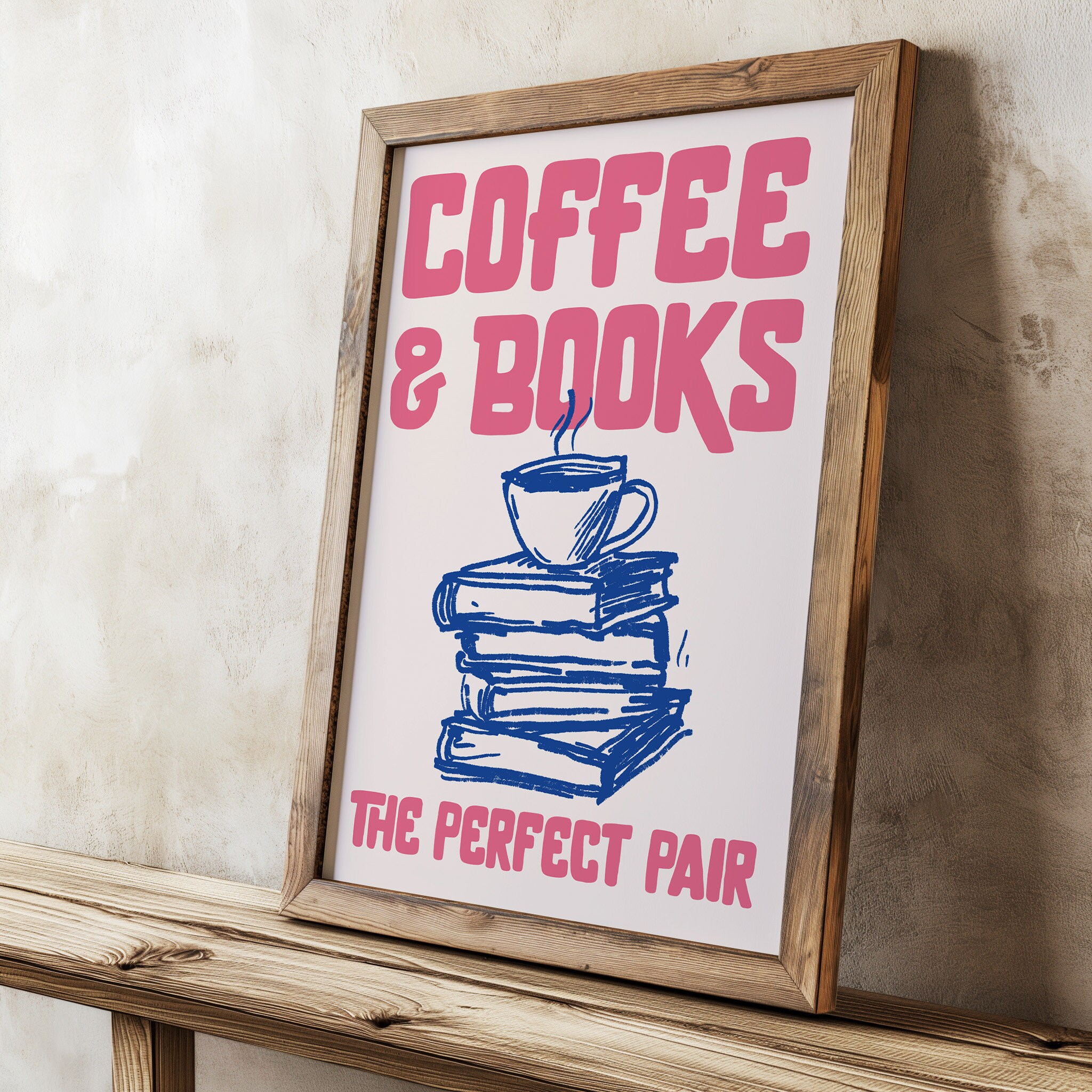 Coffee & Books Minimalist Art Print, Perfect for Coffee Lovers, Bookworms and Readers,Cozy Home Decor