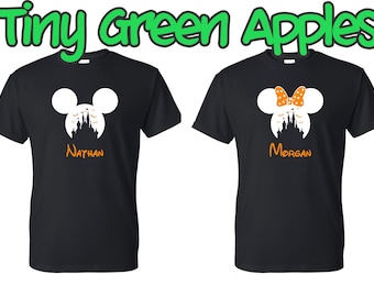 personalized disney castle halloween inspired shirt wname mickey or minnie not so scary halloween party family shirts matching