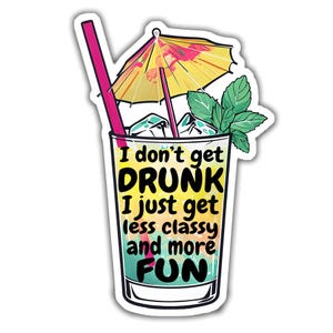 Fun Drunk, party sticker, drinking sticker, drinking denial, trendy, water bottle, Bumper sticker, car decal, laptop sticker