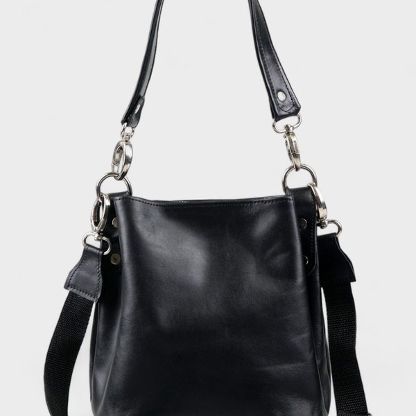 Black Leather Shoulder and Single Strap Bag