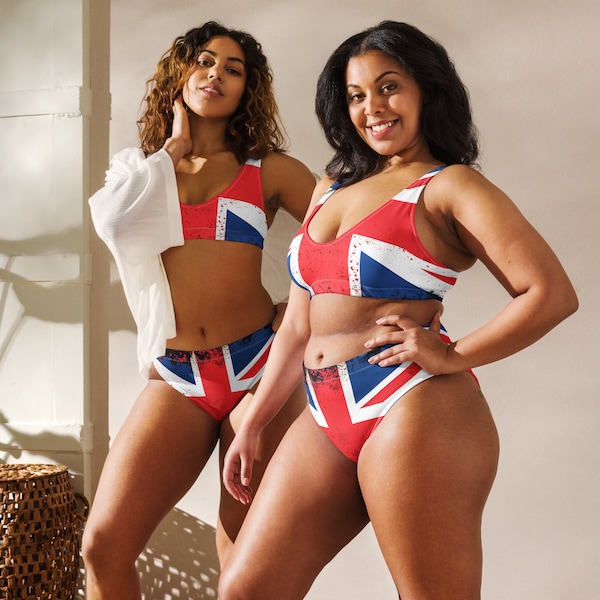 Love Britain Recycelter Bikini mit hoher Taille