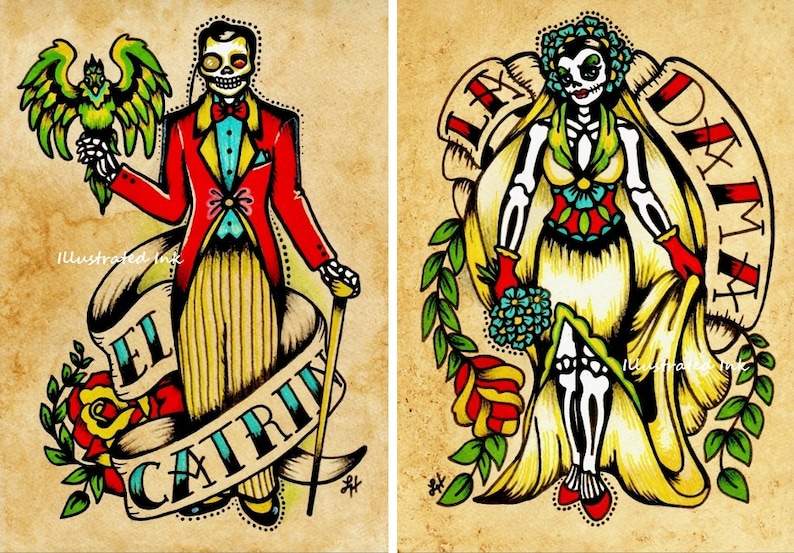 Day of the Dead Art Prints Mexican Loteria SET of 9 Designs 5 x 7, 8 x 10, or 11 x 14 image 3