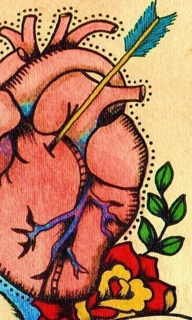 Old School Tattoo Heart EL CORAZON Loteria Print 5 X 7 8 X 10 Etsy