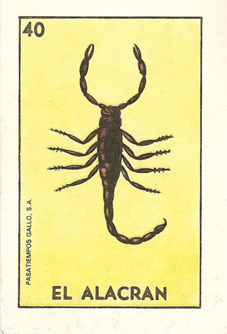 Old School Tattoo Art Scorpion EL ALACRAN Loteria Print 5 x 7, 8 x 10 or 11 x 14 image 4