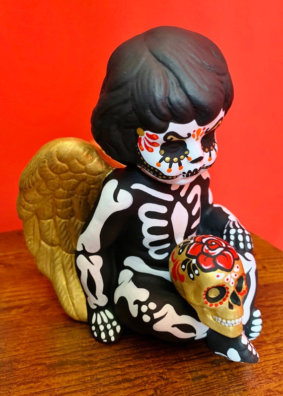 Tag Der Toten Engel Statue Angelito Mit Sugar Skull Cherub Etsy