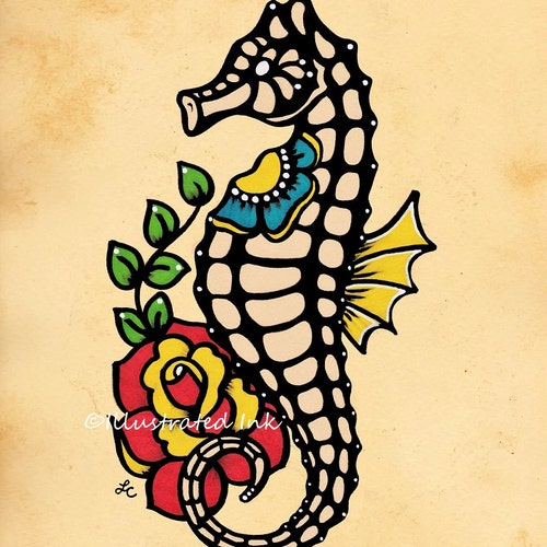 Old School Tattoo SEAHORSE Flash Art Print 5 X 7 8 X 10 or 11 - Etsy Ireland Old School Tattoo SEAHORSE Flash Art Print 5 X 7 8 X 10 or 11 - Etsy Ireland