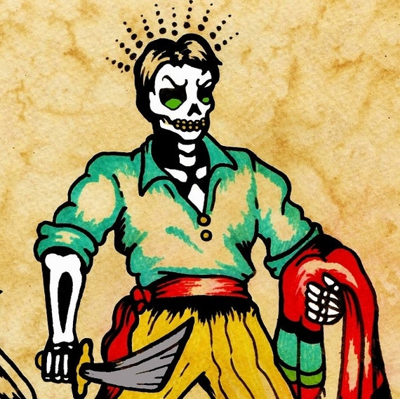 photo El Valiente Loteria Tattoo day of the dead tattoo art el valiente loteria print 5 x 7 8 x 10 or 11 x 14
