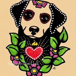 Day of the Dead Dog LABRADOR Dia de los Muertos Art Print 5 x 7, 8 x 10 or 11 x 14 - Choose your own words - Donation to Austin Pets Alive