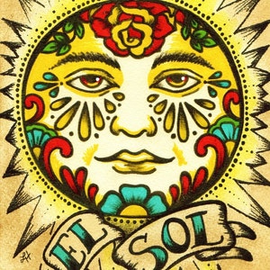 Mexican Folk Art Sun EL SOL Loteria Print 5 x 7, 8 x 10 or 11 x 14 image 5