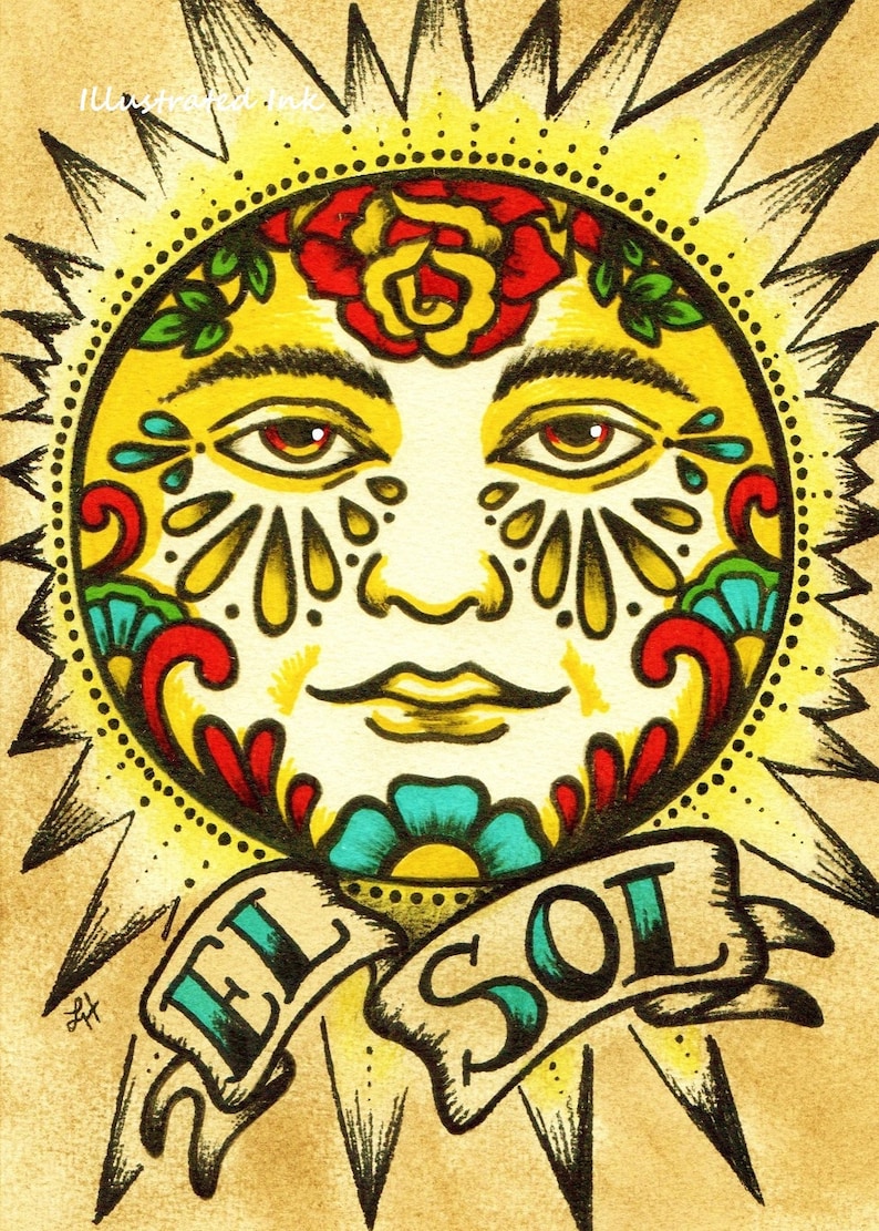 Mexican Folk Art Sun EL SOL Loteria Print 5 x 7, 8 x 10 or 11 x 14 image 5