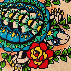 Day of the Dead TURTLE Mexican Folk Art Dia de los Muertos Print 5 x 7, 8 x 10 or 11 x 14 image 2