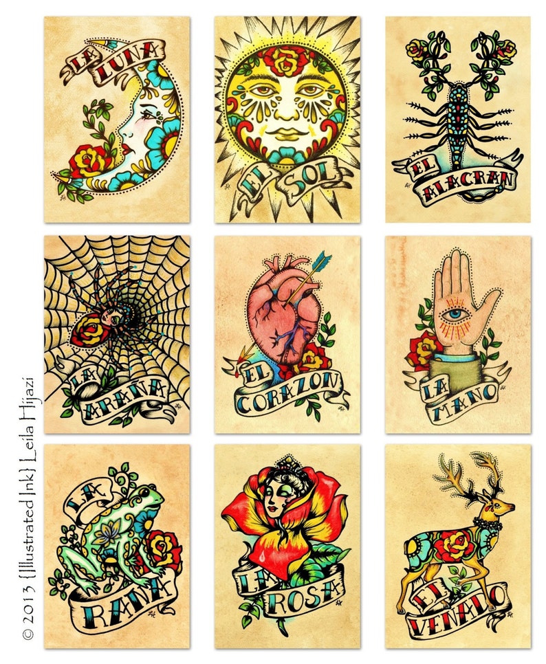 Old School Tattoo Art Spider LA ARANA Loteria Print 5 x 7, 8 x 10 or 11 x 14 image 4