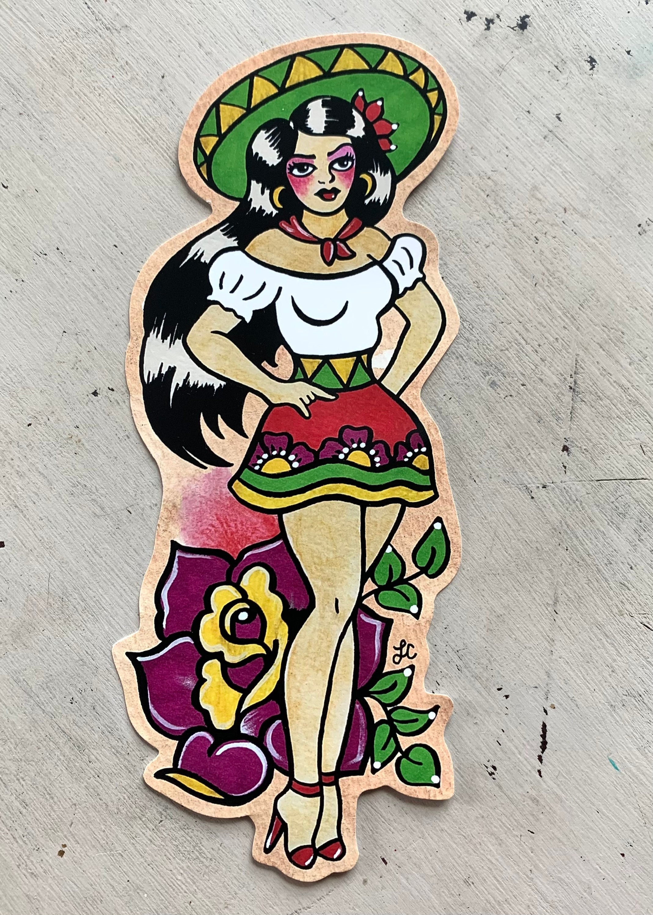 Année 50 Tatouage Pin Up Femme Tatouage traditionnel mexicain pin-up autocollant Sombrero - Etsy France