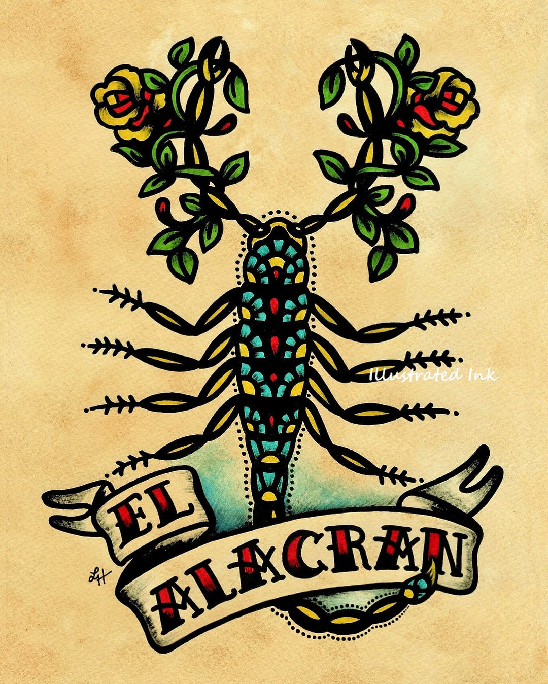 Old School Tattoo Art Scorpion EL ALACRAN Loteria Print 5 X 7 - Etsy