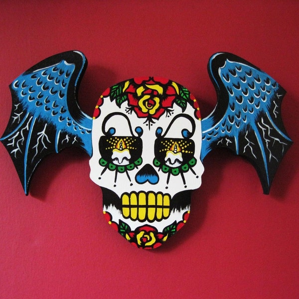 Day of the Dead WINGED SUGAR SKULL Wall Hanging