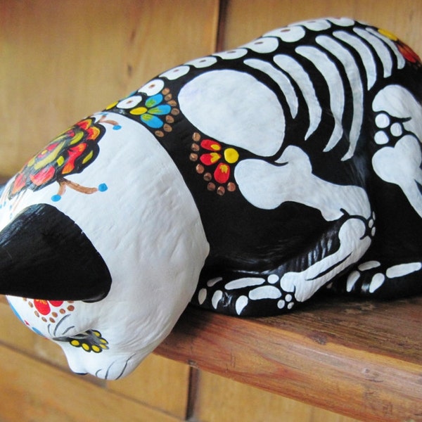 Day of the Dead CAT SKELETON Kitty Altar Large Statue Shelf Sitter Pet Memorial