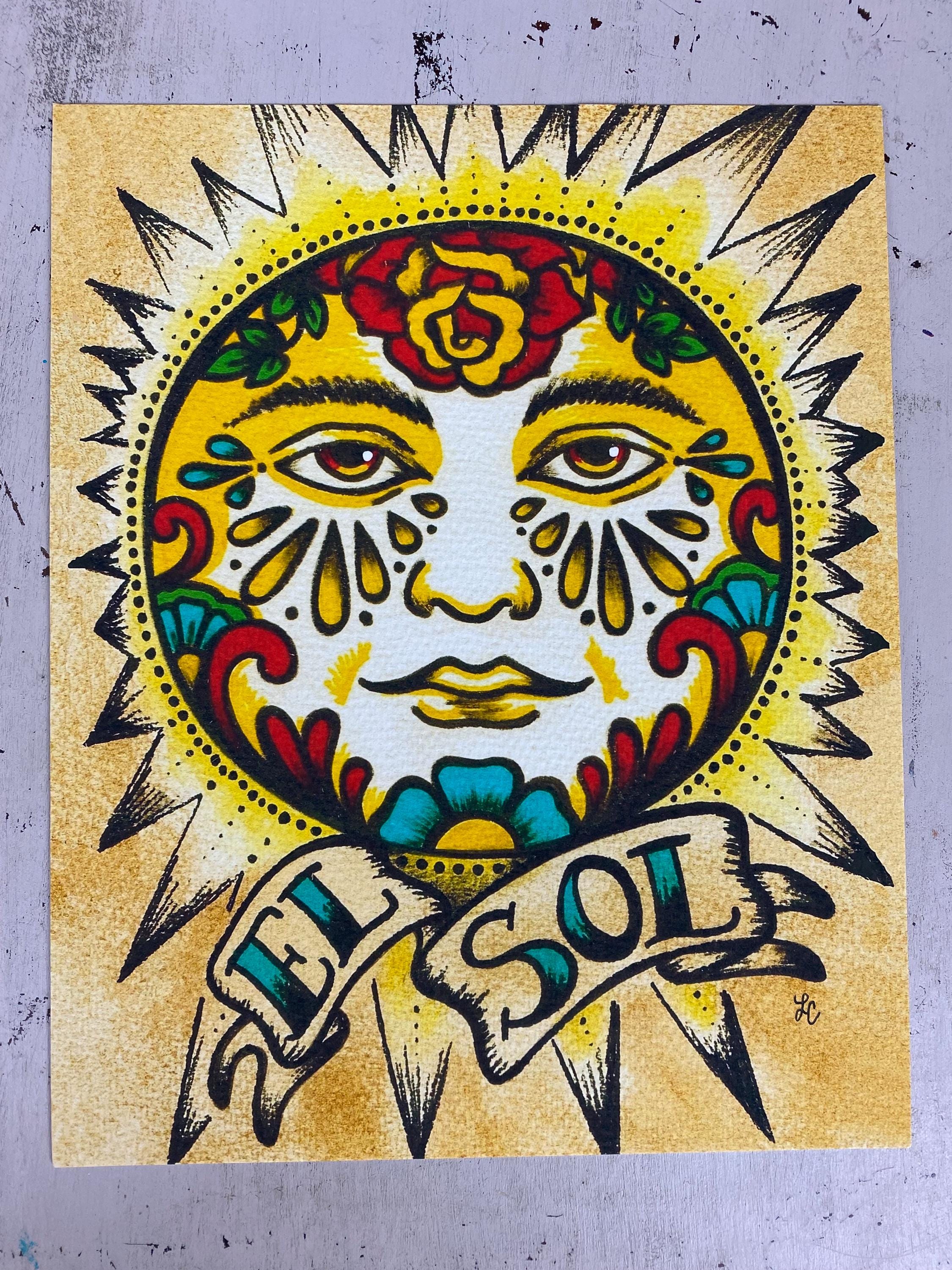 Mexican Folk Art Sun EL SOL Loteria Print 5 X 7, 8 X 10 or 11 X 14 - Etsy, image size:2250x3000