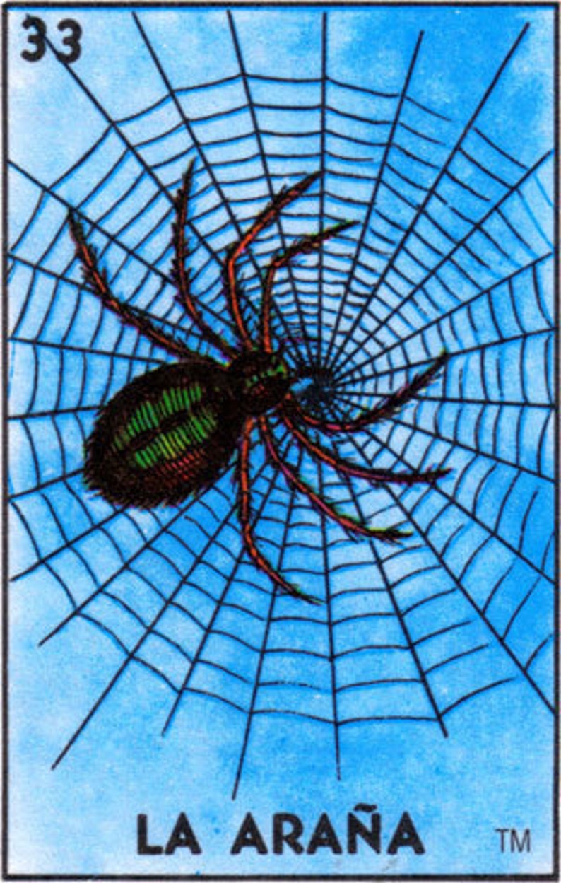 Old School Tattoo Art Spider LA ARANA Loteria Print 5 x 7, 8 x 10 or 11 x 14 image 3