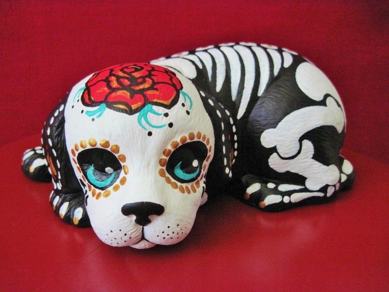 Day of the Dead DOG Statue Skeleton Puppy Figurine Pet Etsy