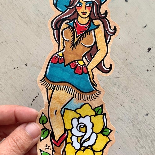 Buy Cowgirl and Horse American Traditional Tattoo Flash Print Online in  India  Etsy