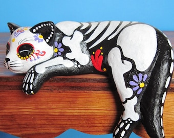 Day of the Dead CAT Shelf Sitter Skeleton Kitty Statue Pet Memorial - CUSTOM by Illustrated Ink - CHOOSE Your Own Colors