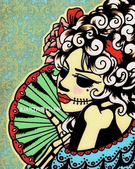 Items similar to Dia de los Muertos Art La Catrina MARIA ...