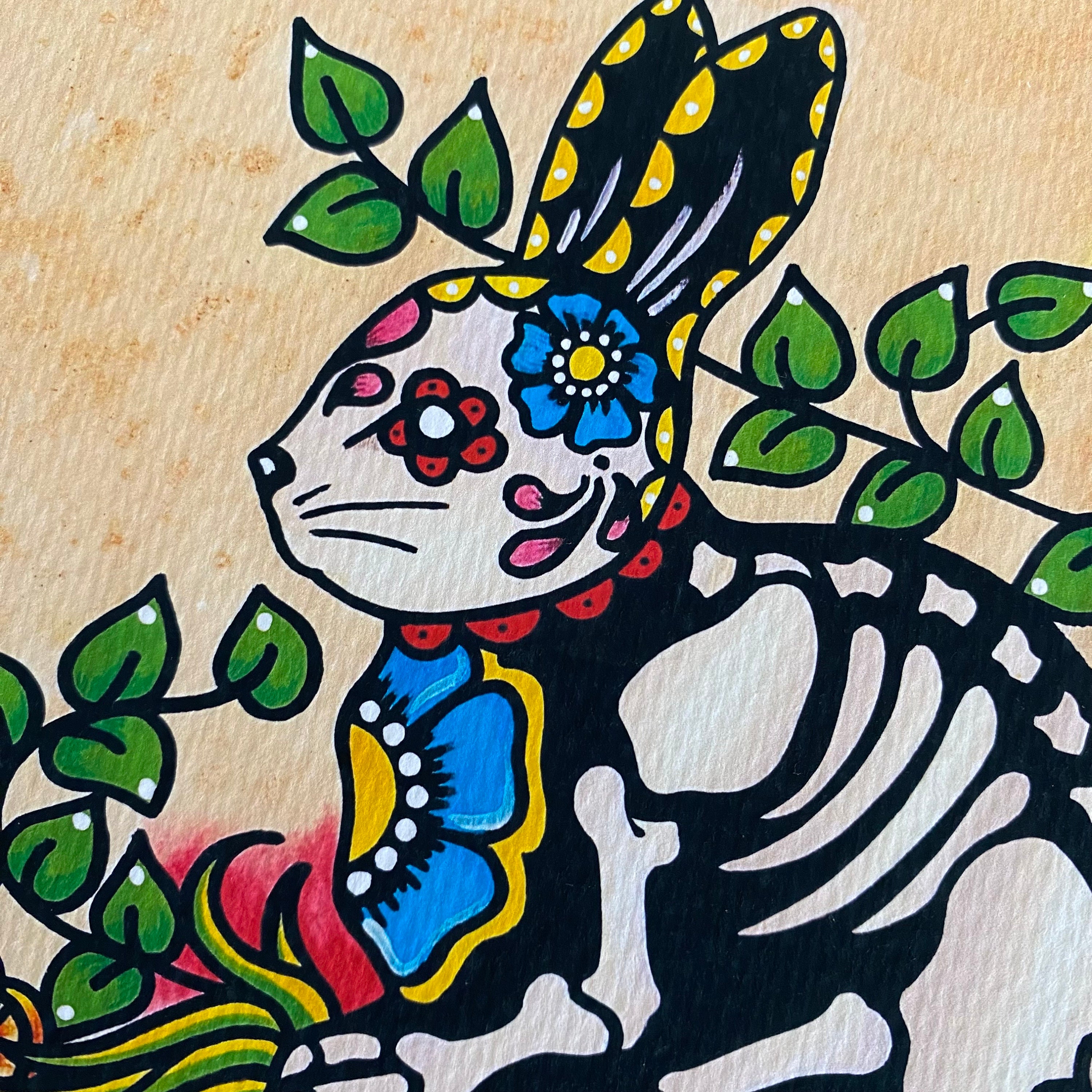 Day of the Dead Bunny RABBIT Dia De Los Muertos Art Print 5 X 7, 8 X 10 ...