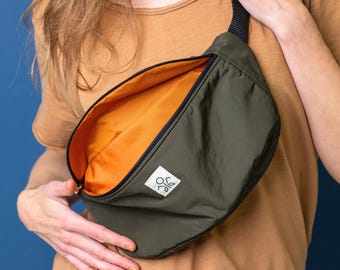 Unisex Khaki Fanny Pack - Crossbody Hip Bag - Handmade Bag