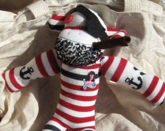 Custom pirate sock monkey MADE TO ORDER