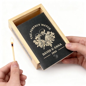 Custom Wood Matchbox/Personalized Large Couples Matchbox/The Perfect Matchbox/Anniversary Day Gift for Her/Housewarming Gift/Wedding Gift