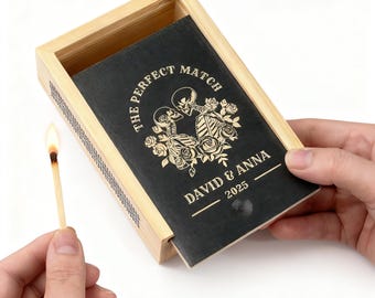 Caja de cerillas de madera personalizada / Caja de cerillas grande personalizada para parejas / La caja de cerillas perfecta / Regalo de aniversario para ella / Regalo de inauguración de casa / Regalo de boda