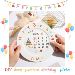 Geburtstagsgeschenk / personalisierter Geburtstagsteller / Keramikteller / alles Gute zum Geburtstag / handbemalter Teller /