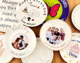 Platos de cerámica personalizados/Plato de cumpleaños personalizado/Plato de cumpleaños infantil personalizado/Regalo de Navidad/Regalo de boda/Regalo de cumpleaños/Plato de recuerdo