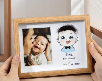 Personalzied Baby&#39;s Gift/Haircut Keepsake Frame/Babies First Haircut Frame/Baby Frist Haircut/1st Birthday Gift/Custom Baby Gift First Hair
