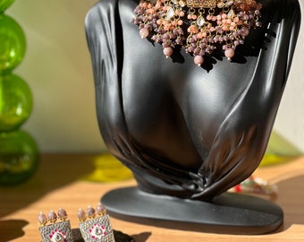 Collier Meena peint à la main inspiré de Sabyasachi, collier indien fusion, tour de cou indien, bijoux indiens, collier Kundan + ensemble de boucles d'oreilles