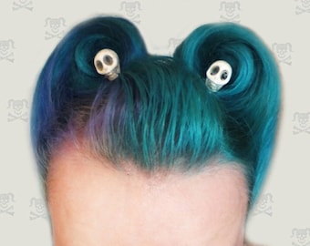 Skull Hair Slides, Clips, Victory Rolls Clips. Rockabilly, Psychobilly.