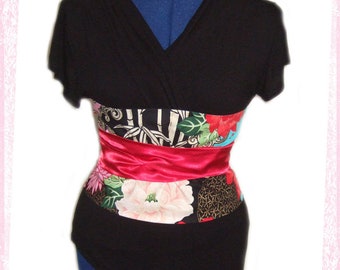 Kimono Obi Style belt / waist cincher. Designer Fabric. Japanese.