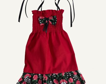 Babies Cute skulls n roses Summer Dress. Size 0-18 months. Gothic, Alternative.