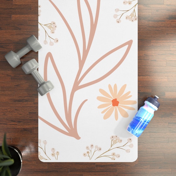 Boho-Inspired Rubber Yoga Mat: Stylish and Supportive Mat for Female Yogis & Pilates Enthusiasts | Neutral Colors, Non-Slip Design