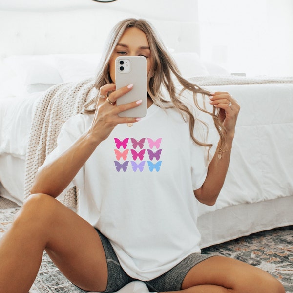 Women's Butterfly T-Shirt | Cute & Trendy Tee | Various Colors | Comfortable Everyday Wear | Fashionable Short Sleeve Top