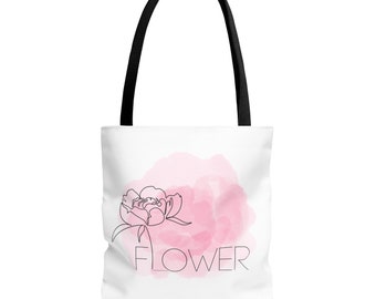 Bolso tote de flores rosa pastel / Bolsa de libros femenina de moda / Regalos para ella / Chic Carryall & Bolsa de compras ecológica / Tote de flores