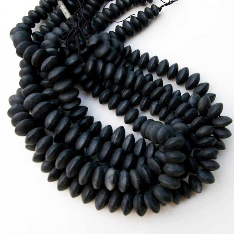 Graduated Roundelle Black Jade Bead Strand 12-15mm Natural | Etsy