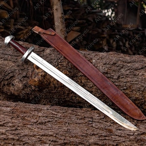 Viking Sword Custom Handmade Spring Steel Combat Sword, One Edge Viking Sword, gift for father, medieval sword, with scabbard, gift for son