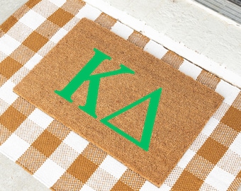 Kappa Delta Sorority Doormat • KD Greek Letters Welcome Mat • Big Little Gift • College Dorm Decor • Bid Day Sorority House Entry Rug