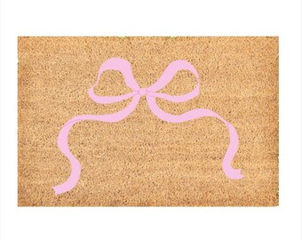 Light Pink Bow Door Mat Coquette Trendy Pink Decor